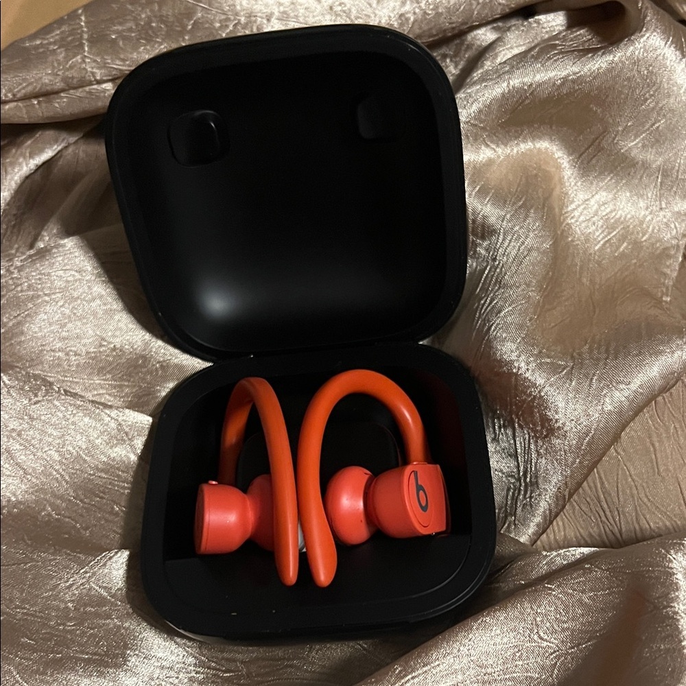 Orange Wireless Earbuds with Black Case